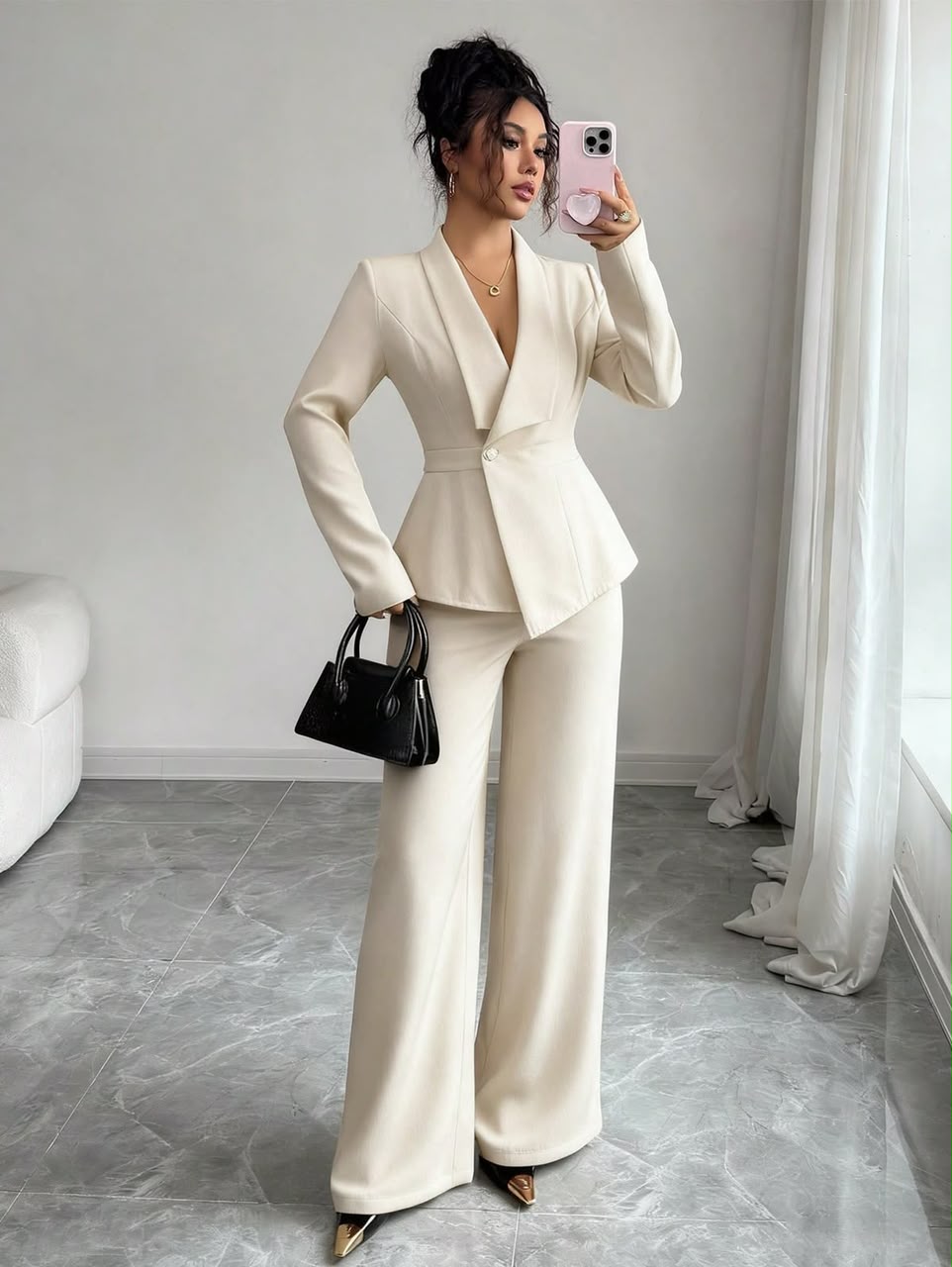 Ensemble Tailleur Femme — Blazer Cintré & Pantalon Large