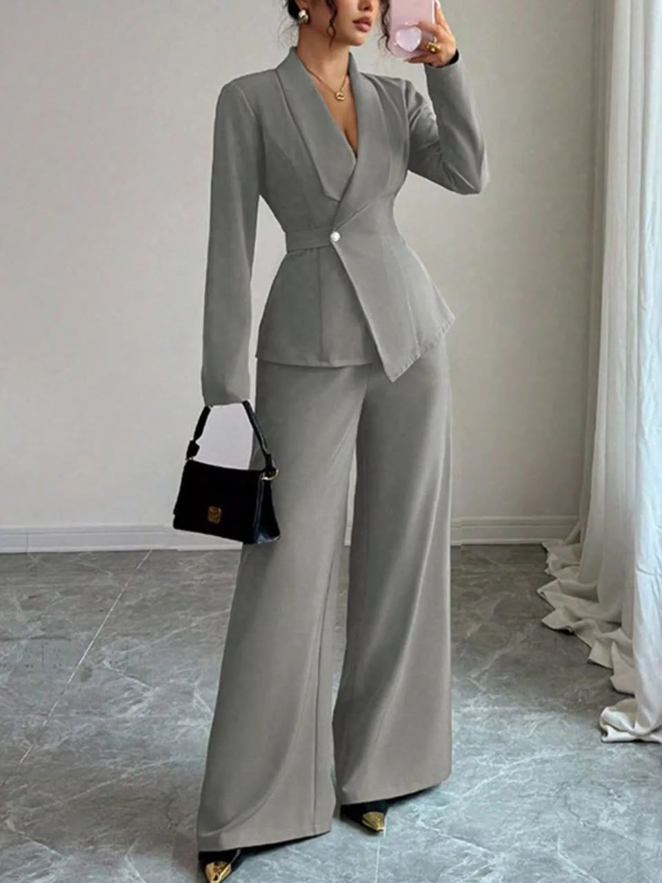 Ensemble Tailleur Femme — Blazer Cintré & Pantalon Large