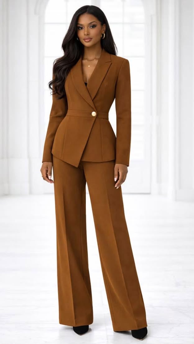 Ensemble Tailleur Femme — Blazer Cintré & Pantalon Large