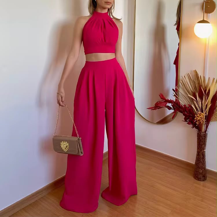 Ensemble Femme Crop & Pantalon Fluide