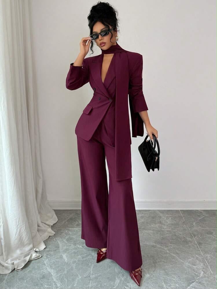 Ensemble Tailleur Femme — Blazer Cintré & Pantalon Large